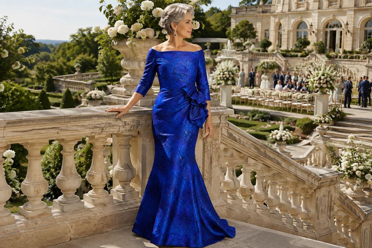 Cobalt grandmother formal wedding mermaid gown