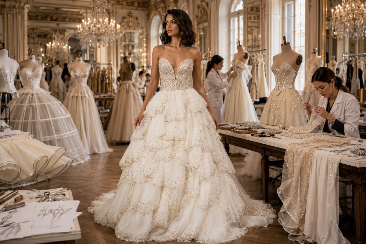 Complete couture construction luxury ball gown