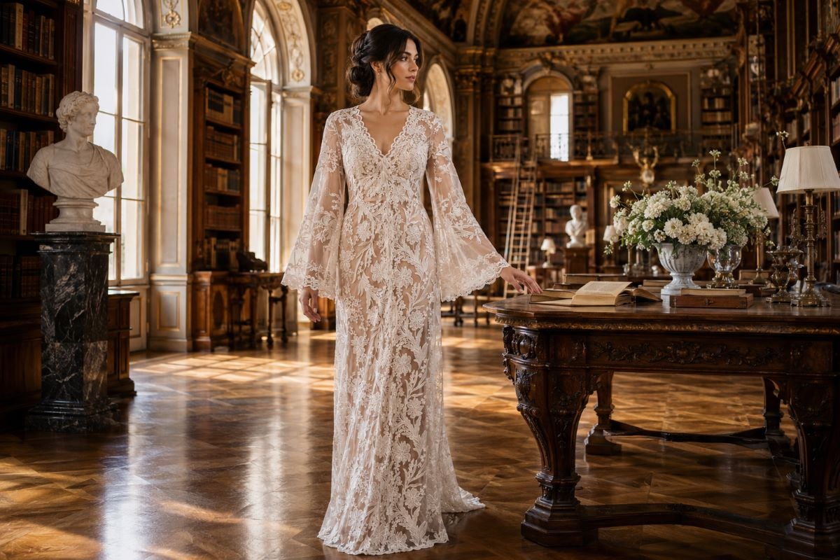 Delicate lace mother of the bride dress