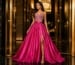 Editorial satin A-line gown with glamorous formal hairstyle