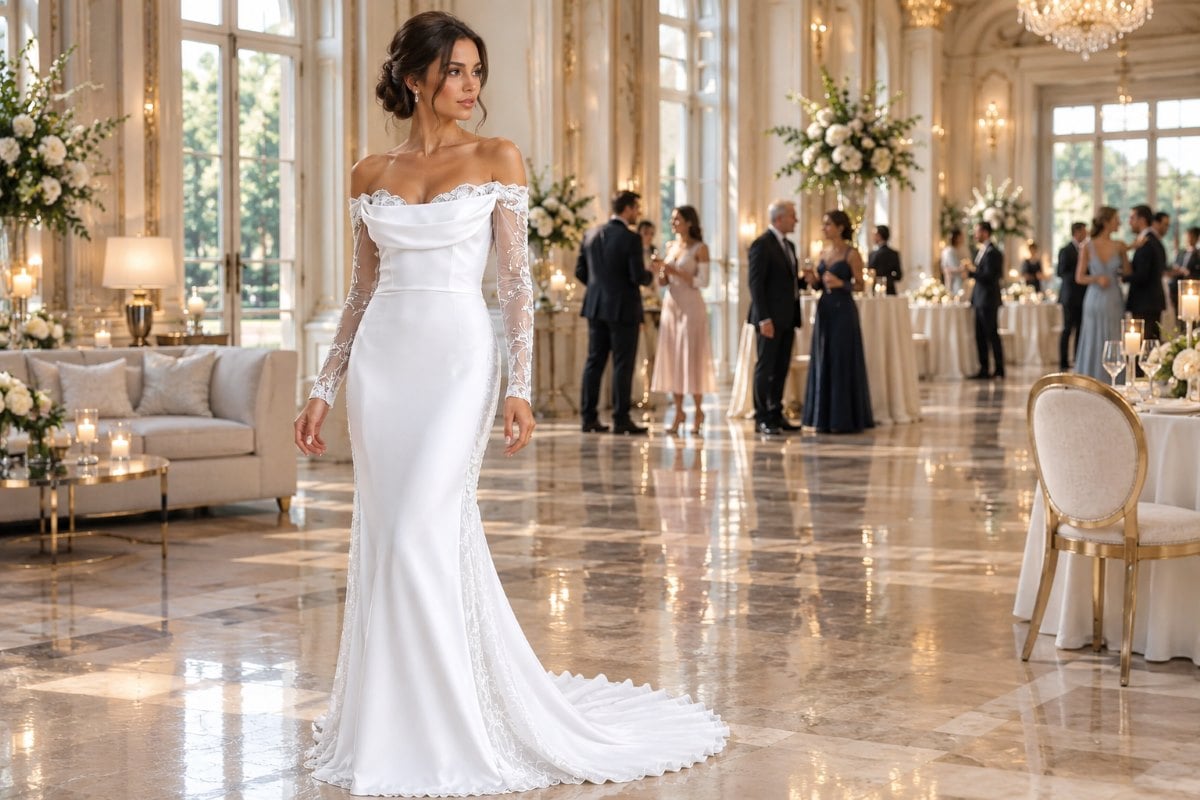 Elegant bridal after party dress look