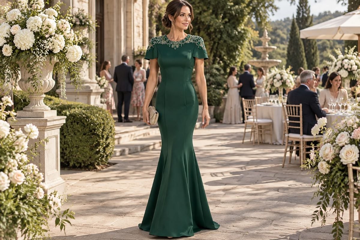 Emerald mother communion guest gown
