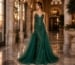 Emerald green embellished evening gown for fair skin and blonde hair