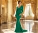 Emerald gown in palace interior elegance