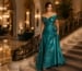 Elegant emerald metallic mother of bride gown