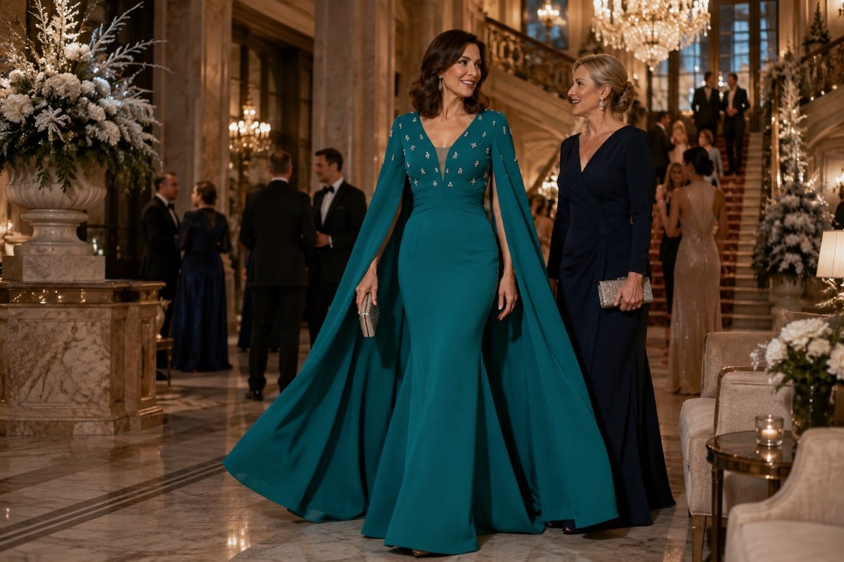 Elegant winter mother of bride gown