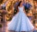 Blue enchanted garden Sweet 16 ball gown