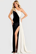 one shoulder black and white dress 42140