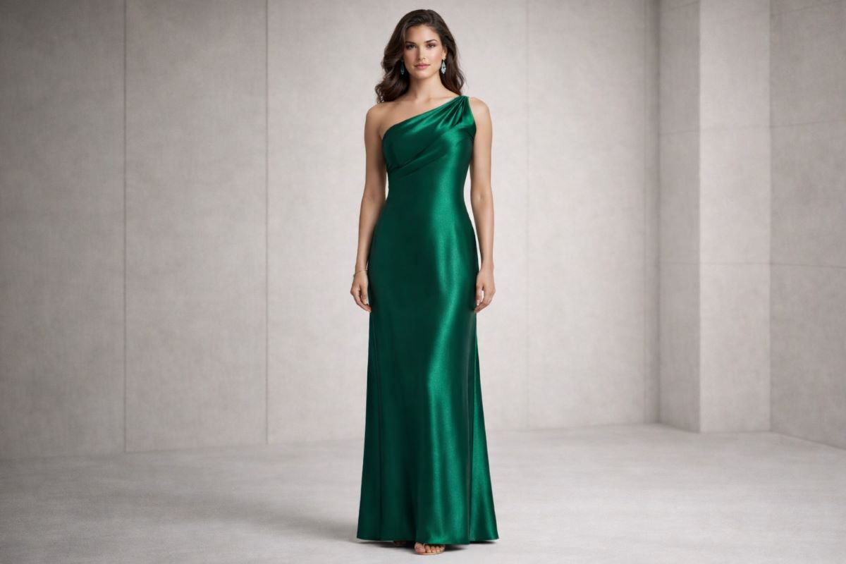 Satin evening dress fabric drape