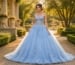 Light blue quinceanera gown full tulle