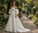 Elegant A-line wedding guest gown with puff sleeves