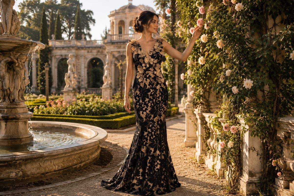 Floral lace mother of the bride dress