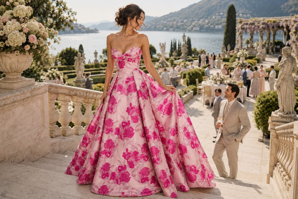 Floral sweetheart formal gown event style