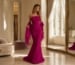 Fuchsia mermaid evening gown in luxury dressing suite