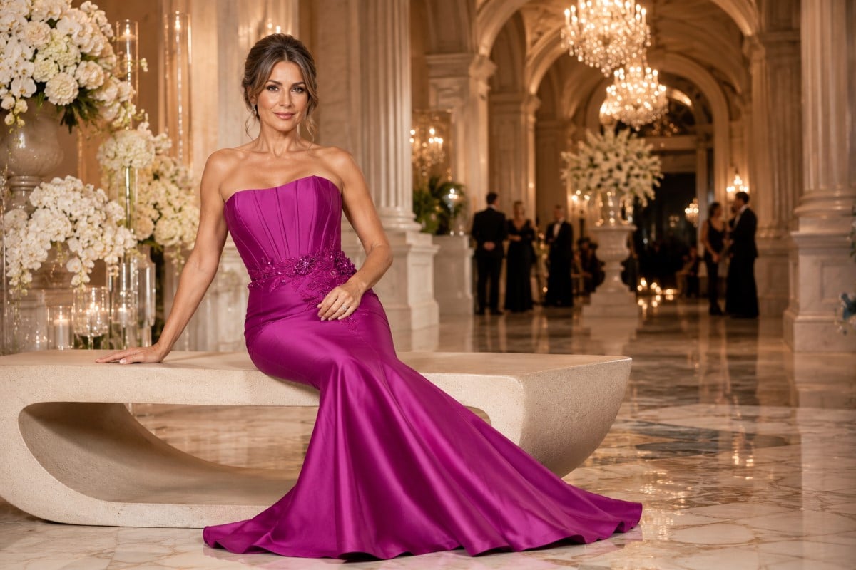 Fuchsia mermaid mother of bride gown