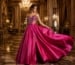 Elegant fuchsia couture two-piece ballroom look