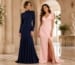 High neck and v-neck mother of the bride gowns comparison