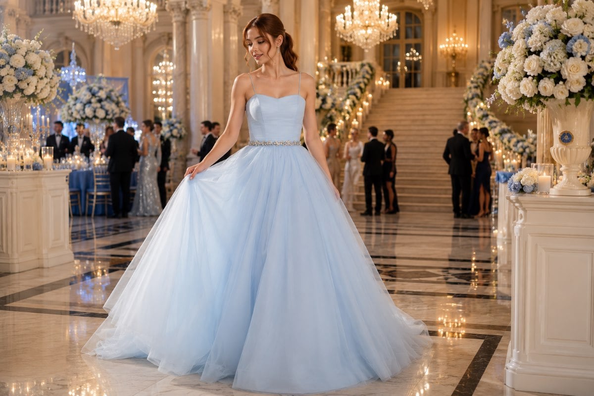 Ice blue Sweet 16 ball gown