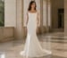 Long sleeve square neckline ivory fitted wedding dress
