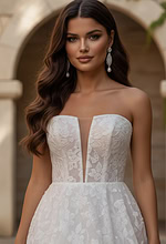 zoom of v neckline a line dress jb45911