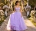 Junior bridesmaid in lavender ball gown at wedding
