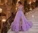 Lavender tiered prom gown descending grand staircase