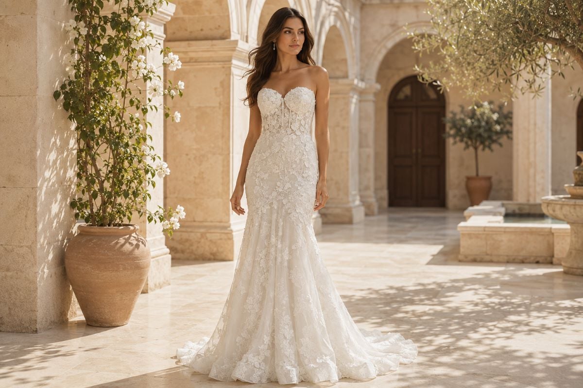 Lightweight lace mermaid bridal gown