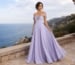 Lilac off-shoulder A-line mother of the bride dress
