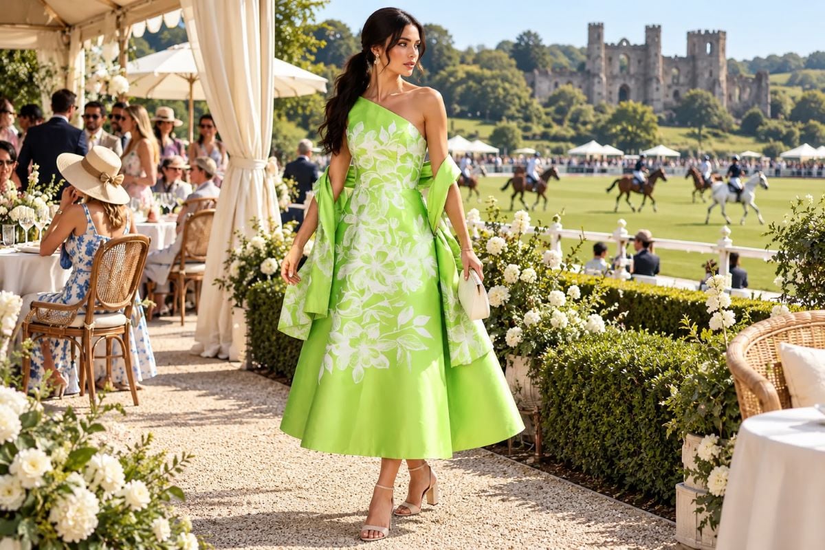 Lime floral midi polo match dress