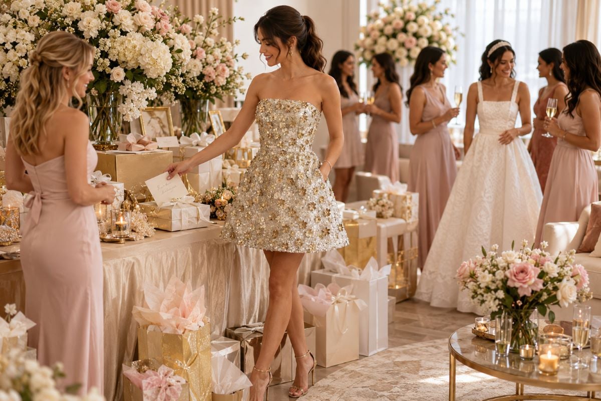 Maid of honor organizing bridal shower gifts