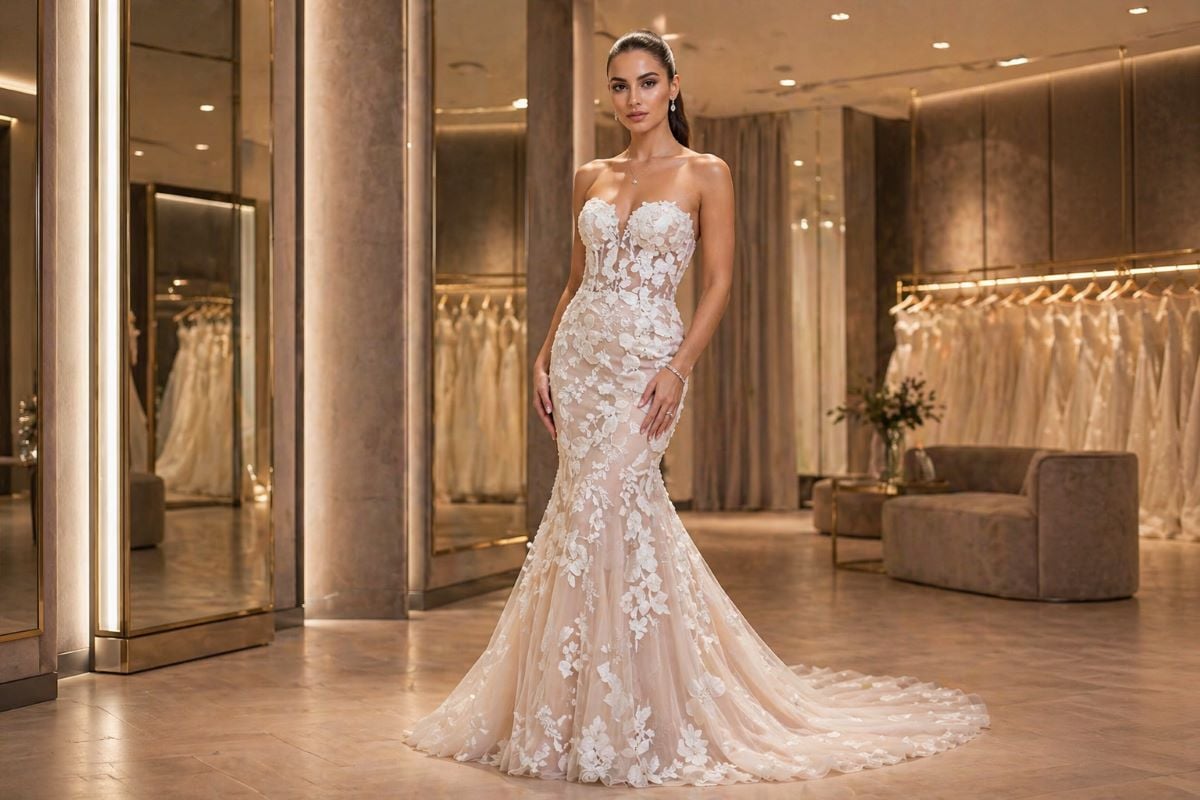 mermaid wedding dress bridal jewelry styling