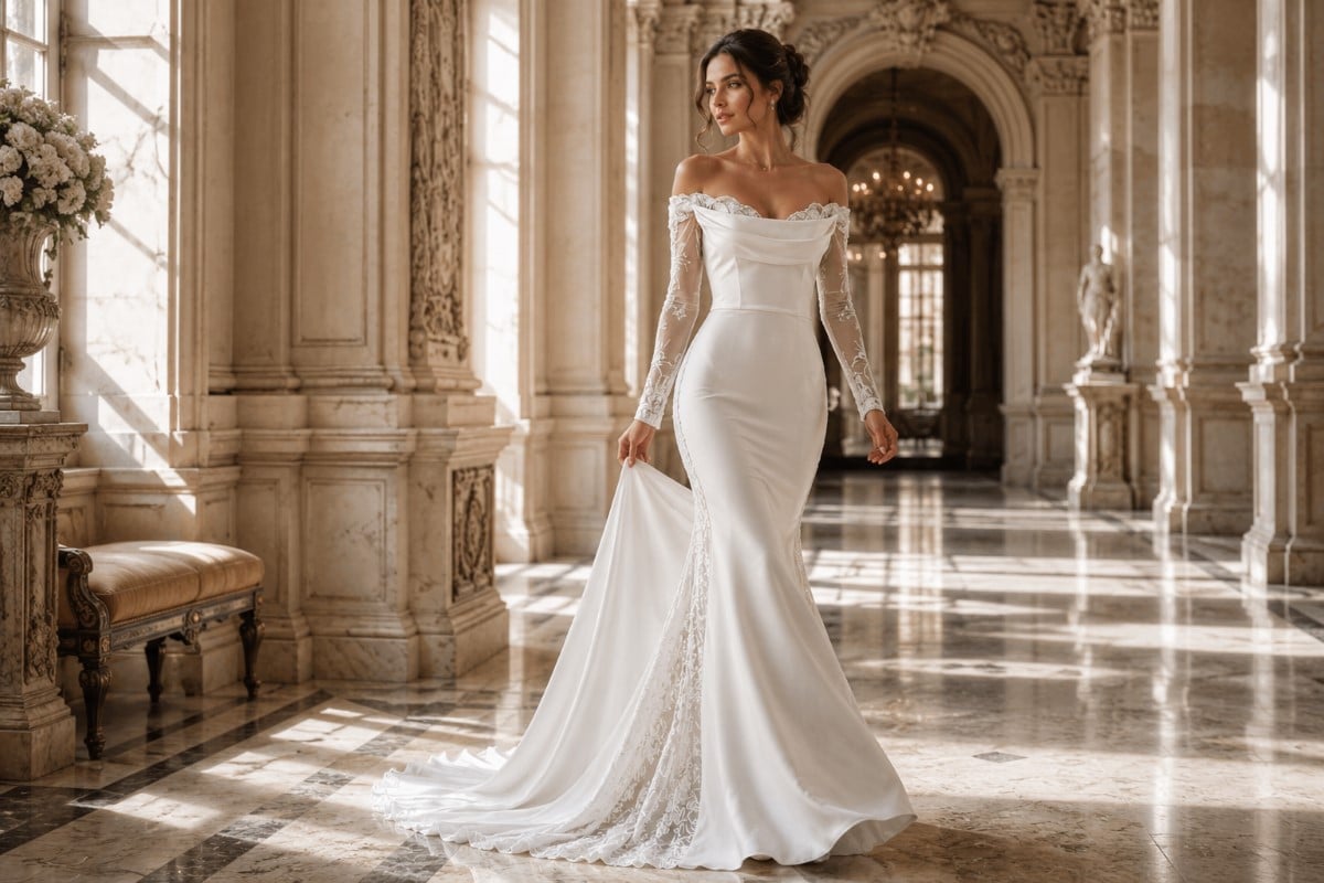 Mermaid bridal gown elegant couture silhouette
