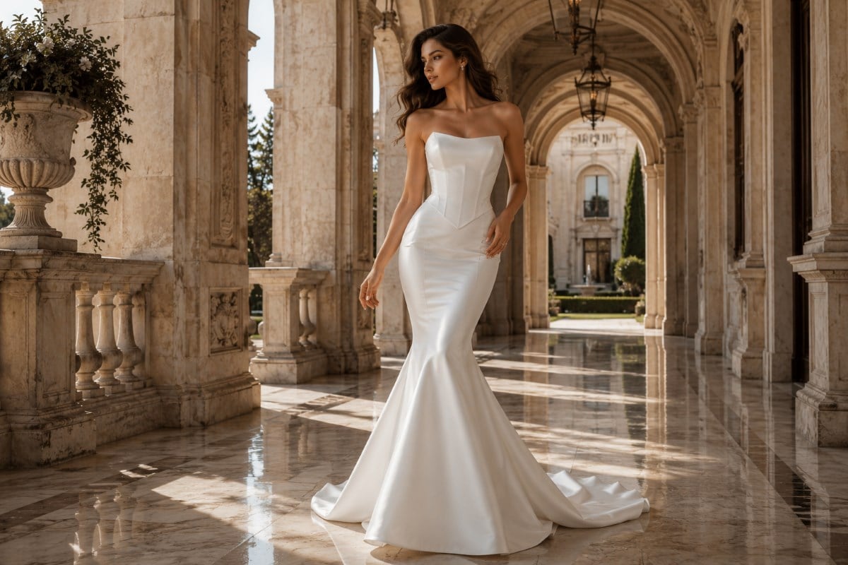 Mermaid wedding dress flattering hourglass silhouette