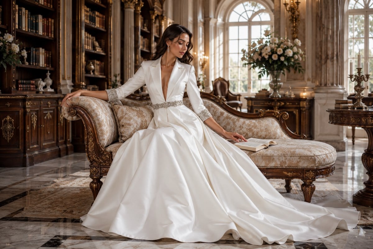 Modest A-line bridal gown editorial
