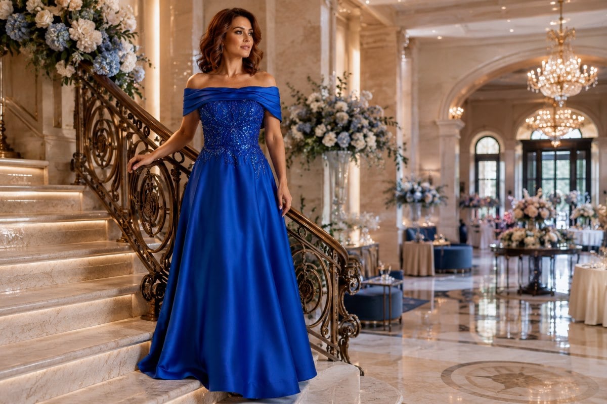 Mother of bat mitzvah elegant blue gown