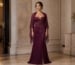 Fitted mother of the bride gown with beaded floral detail and chiffon shawl