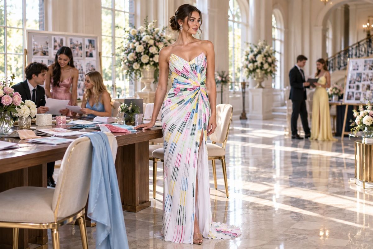 Multicolor embellished prom committee planning look