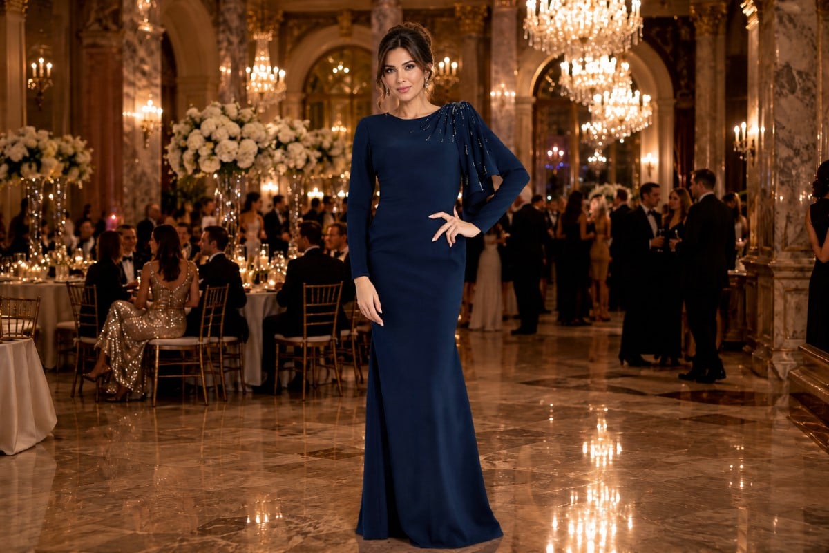 Elegant emerald gown wedding entrance walk