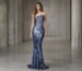 navy sequin mermaid prom dress strapless fitted gown