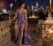 Purple beaded gala gown at midnight