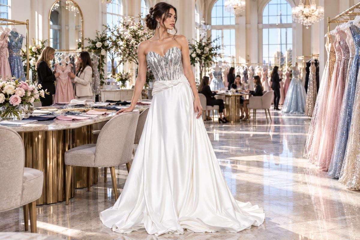 Off white prom assortment editorial gown