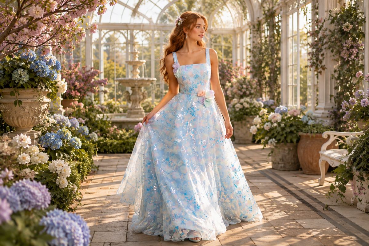 Dreamy pastel Sweet 16 A-line gown