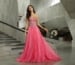 Pink A-line prom dress with embellished bodice