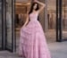 pink corset prom dress tiered glitter skirt
