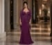 Plum beaded evening gown for a milestone birthday