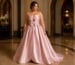 Plus size blush satin mother of bride gown