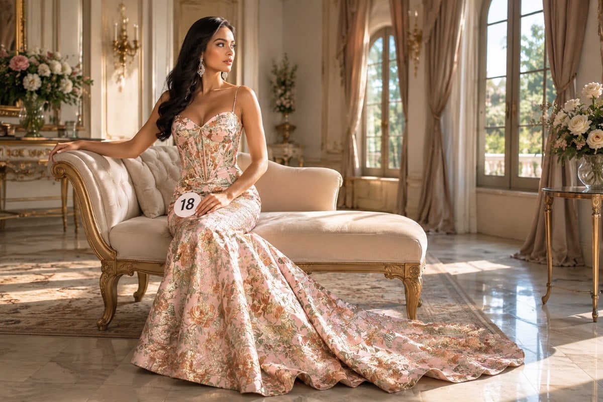 Pageant contestant showing poise before competition