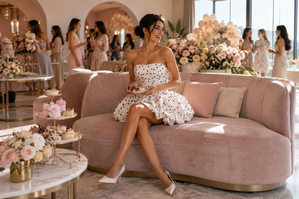 Polka dot bubble dress baby shower