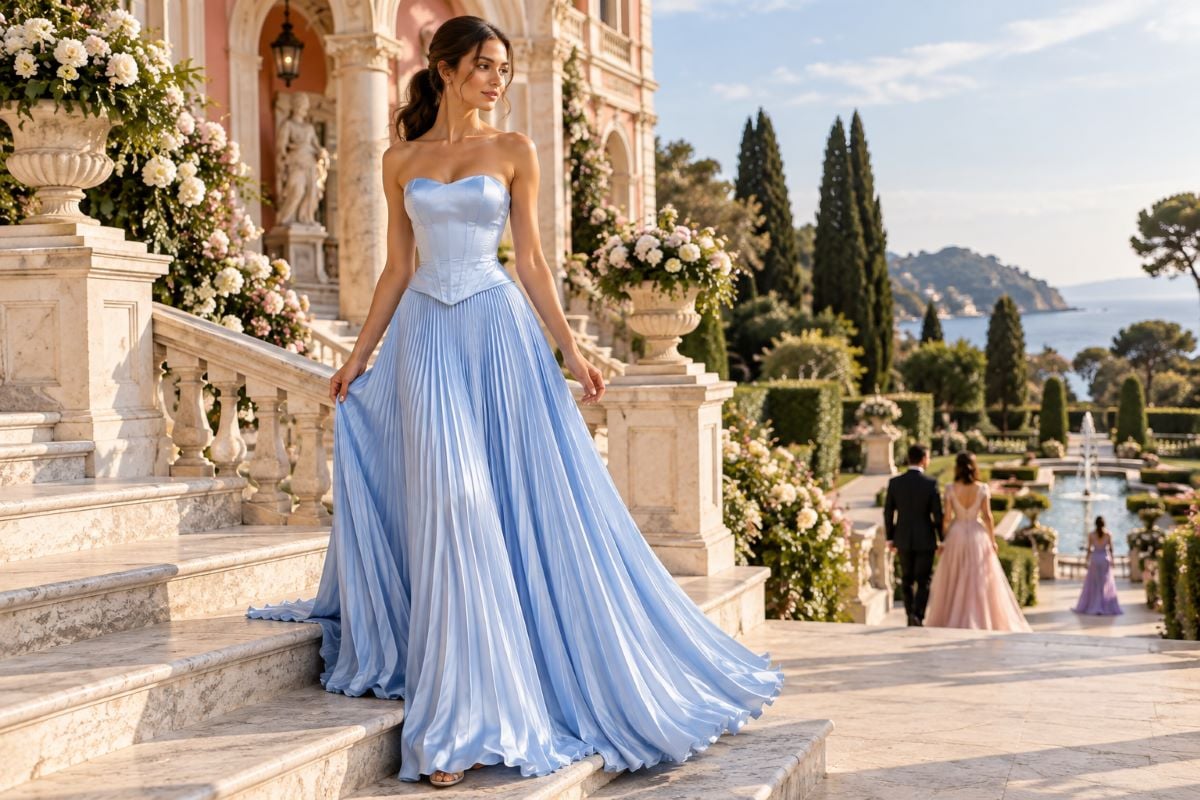 Powder blue cotillion milestone gown editorial