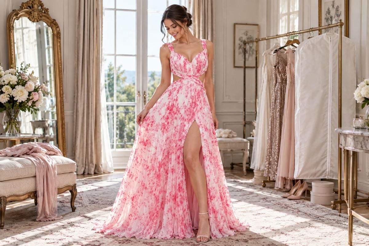Prom dress aftercare in elegant interior